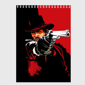 Скетчбук с принтом Red Dead Redemption в Тюмени, 100% бумага
 | 48 листов, плотность листов — 100 г/м2, плотность картонной обложки — 250 г/м2. Листы скреплены сверху удобной пружинной спиралью | cowboy | game | gun | jim | red dead redemption | rockstar | west | вестерн | дикий запад | игра | ковбой | оружие | пистолет