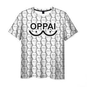 Мужская футболка 3D с принтом OPPAI в Тюмени, 100% полиэфир | прямой крой, круглый вырез горловины, длина до линии бедер | anime | onepunchman | oppai | saitama | аниме | ванпанчмен | сайтама