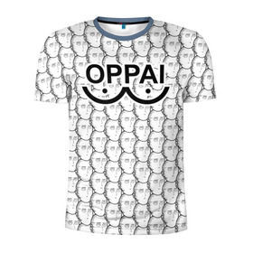 Мужская футболка 3D спортивная с принтом OPPAI в Тюмени, 100% полиэстер с улучшенными характеристиками | приталенный силуэт, круглая горловина, широкие плечи, сужается к линии бедра | anime | onepunchman | oppai | saitama | аниме | ванпанчмен | сайтама