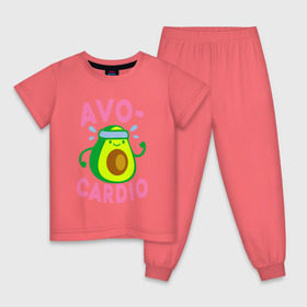 Детская пижама хлопок с принтом Avo-Cardio в Тюмени, 100% хлопок |  брюки и футболка прямого кроя, без карманов, на брюках мягкая резинка на поясе и по низу штанин
 | Тематика изображения на принте: авокадо | еда | кардио | спорт