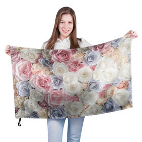 Флаг 3D с принтом Букет из роз в Тюмени, 100% полиэстер | плотность ткани — 95 г/м2, размер — 67 х 109 см. Принт наносится с одной стороны | розы | цветы