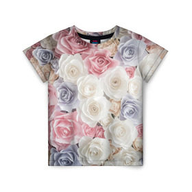 Детская футболка 3D с принтом Букет из роз в Тюмени, 100% гипоаллергенный полиэфир | прямой крой, круглый вырез горловины, длина до линии бедер, чуть спущенное плечо, ткань немного тянется | Тематика изображения на принте: розы | цветы