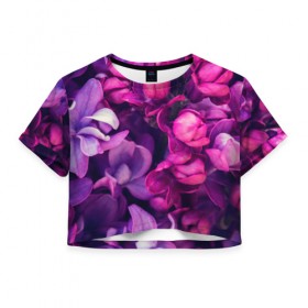 Женская футболка 3D укороченная с принтом Тюльпановый сад в Тюмени, 100% полиэстер | круглая горловина, длина футболки до линии талии, рукава с отворотами | flower | краски | природа | розы | тюльпаны | цветы