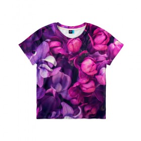 Детская футболка 3D с принтом Тюльпановый сад в Тюмени, 100% гипоаллергенный полиэфир | прямой крой, круглый вырез горловины, длина до линии бедер, чуть спущенное плечо, ткань немного тянется | flower | краски | природа | розы | тюльпаны | цветы