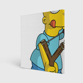 Холст квадратный с принтом Bart Simpson в Тюмени, 100% ПВХ |  | Тематика изображения на принте: барт | разбойник | рогатка. | симпсоны