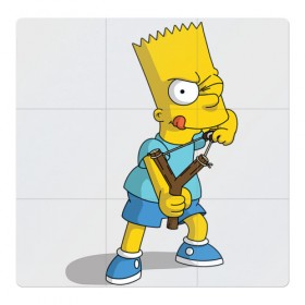 Магнитный плакат 3Х3 с принтом Bart Simpson в Тюмени, Полимерный материал с магнитным слоем | 9 деталей размером 9*9 см | Тематика изображения на принте: барт | разбойник | рогатка. | симпсоны