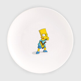 Тарелка с принтом Bart Simpson в Тюмени, фарфор | диаметр - 210 мм
диаметр для нанесения принта - 120 мм | барт | разбойник | рогатка. | симпсоны
