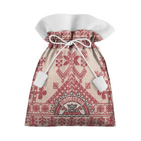 Подарочный 3D мешок с принтом Новогодний ковер в Тюмени, 100% полиэстер | Размер: 29*39 см | вышивка | текстура | ткань | узоры