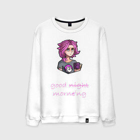 Мужской свитшот хлопок с принтом sleepy maeve в Тюмени, 100% хлопок |  | art | game | good | morning | night | online | paladins | sleepy | video