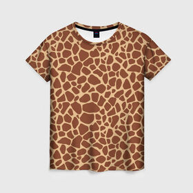 Женская футболка 3D с принтом Жираф в Тюмени, 100% полиэфир ( синтетическое хлопкоподобное полотно) | прямой крой, круглый вырез горловины, длина до линии бедер | africa | afro | etnos | girafe | африка | афро | жираф | этно