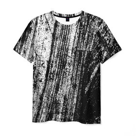 Мужская футболка 3D с принтом Необычная штриховка в Тюмени, 100% полиэфир | прямой крой, круглый вырез горловины, длина до линии бедер | абстракция | абстракция красок | брызги красок | краска | потертость красок | текстура | царапины | черно белый | штрихи
