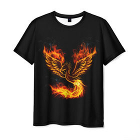 Мужская футболка 3D с принтом Феникс в Тюмени, 100% полиэфир | прямой крой, круглый вырез горловины, длина до линии бедер | Тематика изображения на принте: fire | flame | in fire | smoke | в огне | дым | огненный | огонь