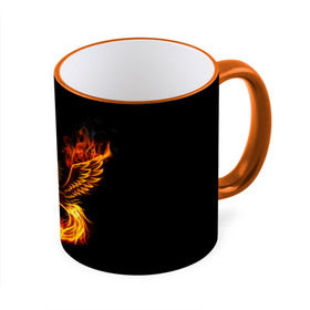 Кружка с принтом Феникс в Тюмени, керамика | ёмкость 330 мл | fire | flame | in fire | smoke | в огне | дым | огненный | огонь