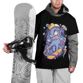 Накидка на куртку 3D с принтом Octopus Skater в Тюмени, 100% полиэстер |  | octopus skater | осьминог | скейт | спорт