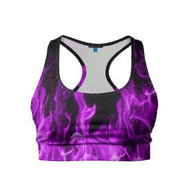 Женский спортивный топ 3D с принтом Фиолетовый огонь в Тюмени, 82% полиэстер, 18% спандекс Ткань безопасна для здоровья, позволяет коже дышать, не мнется и не растягивается |  | лиловый | пламя | яркий