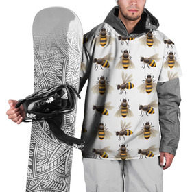 Накидка на куртку 3D с принтом Пчелы в Тюмени, 100% полиэстер |  | белый | желтый | крылья | мед | черный