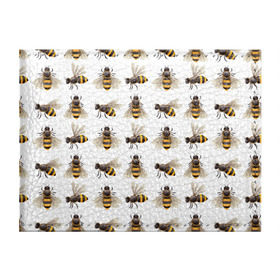 Обложка для студенческого билета с принтом Пчелы в Тюмени, натуральная кожа | Размер: 11*8 см; Печать на всей внешней стороне | белый | желтый | крылья | мед | черный