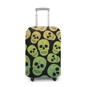 Чехол для чемодана 3D с принтом Веселый хэллоуин в Тюмени, 86% полиэфир, 14% спандекс | двустороннее нанесение принта, прорези для ручек и колес | зеленый | кости | цвет | череп | черный