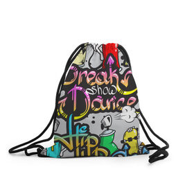 Рюкзак-мешок 3D с принтом Graffiti в Тюмени, 100% полиэстер | плотность ткани — 200 г/м2, размер — 35 х 45 см; лямки — толстые шнурки, застежка на шнуровке, без карманов и подкладки | break | dance | graffiti | hip hop | rap | граффити | рэп | скейтборд | хип хоп