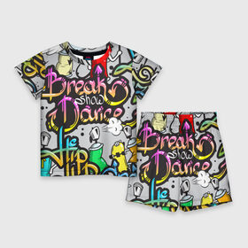 Детский костюм с шортами 3D с принтом Graffiti в Тюмени,  |  | break | dance | graffiti | hip hop | rap | граффити | рэп | скейтборд | хип хоп