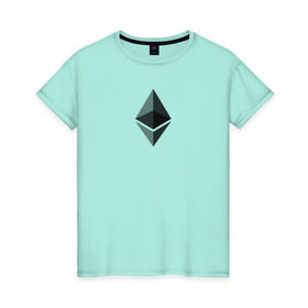 Женская футболка хлопок с принтом эфир в Тюмени, 100% хлопок | прямой крой, круглый вырез горловины, длина до линии бедер, слегка спущенное плечо | bitcon | dogecoin | ethereum | биткоин | догикоин | криптовалюта | майнер | майнинг | эфир | эфириум