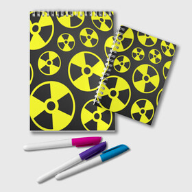Блокнот с принтом Радиация в Тюмени, 100% бумага | 48 листов, плотность листов — 60 г/м2, плотность картонной обложки — 250 г/м2. Листы скреплены удобной пружинной спиралью. Цвет линий — светло-серый
 | радиация | радиоактивность