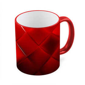 Кружка 3D с принтом Red squares в Тюмени, керамика | ёмкость 330 мл | Тематика изображения на принте: абстракция | геометрия | квадрат | текстура