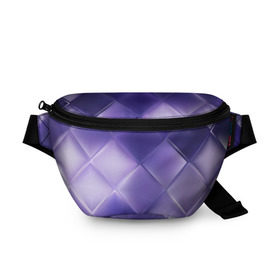 Поясная сумка 3D с принтом Фиолетовые грани в Тюмени, 100% полиэстер | плотная ткань, ремень с регулируемой длиной, внутри несколько карманов для мелочей, основное отделение и карман с обратной стороны сумки застегиваются на молнию | абстракция | геометрия | квадрат | текстура | фиолетовый
