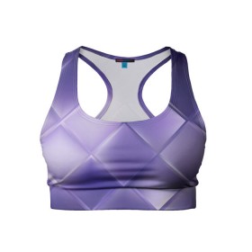 Женский спортивный топ 3D с принтом Фиолетовые грани в Тюмени, 82% полиэстер, 18% спандекс Ткань безопасна для здоровья, позволяет коже дышать, не мнется и не растягивается |  | абстракция | геометрия | квадрат | текстура | фиолетовый