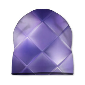 Шапка 3D с принтом Фиолетовые грани в Тюмени, 100% полиэстер | универсальный размер, печать по всей поверхности изделия | Тематика изображения на принте: абстракция | геометрия | квадрат | текстура | фиолетовый