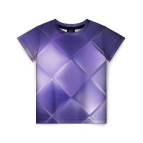 Детская футболка 3D с принтом Фиолетовые грани в Тюмени, 100% гипоаллергенный полиэфир | прямой крой, круглый вырез горловины, длина до линии бедер, чуть спущенное плечо, ткань немного тянется | Тематика изображения на принте: абстракция | геометрия | квадрат | текстура | фиолетовый