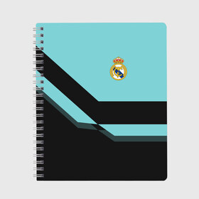 Тетрадь с принтом Real Madrid 2018 #1 в Тюмени, 100% бумага | 48 листов, плотность листов — 60 г/м2, плотность картонной обложки — 250 г/м2. Листы скреплены сбоку удобной пружинной спиралью. Уголки страниц и обложки скругленные. Цвет линий — светло-серый
 | emirates | fc | real madrid | клуб | мода | мяч | реал мадрид | стиль | экстрим | эмблема