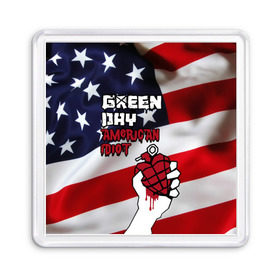 Магнит 55*55 с принтом Green Day American Idiot в Тюмени, Пластик | Размер: 65*65 мм; Размер печати: 55*55 мм | Тематика изображения на принте: american idiot | green day | альтернативный | билли джо армстронг | грин дей | группа | зелёный день | майк дёрнт | музыка | панк | поп | поппанк | рок | сша | тре кул | флаг