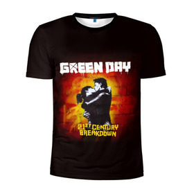 Мужская футболка 3D спортивная с принтом Поцелуй Green Day в Тюмени, 100% полиэстер с улучшенными характеристиками | приталенный силуэт, круглая горловина, широкие плечи, сужается к линии бедра | american idiot | green day | альтернативный | билли джо армстронг | грин дей | группа | зелёный день | майк дёрнт | музыка | панк | поп | поппанк | поцелуй | рок | стена | тре кул