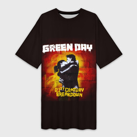 Платье-футболка 3D с принтом Поцелуй Green Day в Тюмени,  |  | american idiot | green day | альтернативный | билли джо армстронг | грин дей | группа | зелёный день | майк дёрнт | музыка | панк | поп | поппанк | поцелуй | рок | стена | тре кул