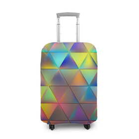 Чехол для чемодана 3D с принтом Разноцветные треугольники в Тюмени, 86% полиэфир, 14% спандекс | двустороннее нанесение принта, прорези для ручек и колес | 
