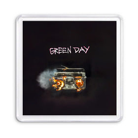 Магнит 55*55 с принтом Green Day магнитофон в огне в Тюмени, Пластик | Размер: 65*65 мм; Размер печати: 55*55 мм | american idiot | green day | альтернативный | билли джо армстронг | грин дей | группа | зелёный день | майк дёрнт | музыка | панк | поп | поппанк | рок | тре кул