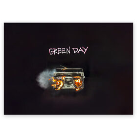 Поздравительная открытка с принтом Green Day магнитофон в огне в Тюмени, 100% бумага | плотность бумаги 280 г/м2, матовая, на обратной стороне линовка и место для марки
 | american idiot | green day | альтернативный | билли джо армстронг | грин дей | группа | зелёный день | майк дёрнт | музыка | панк | поп | поппанк | рок | тре кул