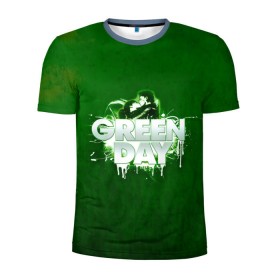 Мужская футболка 3D спортивная с принтом Зелень Green Day в Тюмени, 100% полиэстер с улучшенными характеристиками | приталенный силуэт, круглая горловина, широкие плечи, сужается к линии бедра | Тематика изображения на принте: american idiot | green day | альтернативный | билли джо армстронг | грин дей | группа | зелёный день | майк дёрнт | музыка | панк | поп | поппанк | поцелуй | рок | тре кул