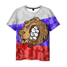 Мужская футболка 3D с принтом Русский Медведь в Тюмени, 100% полиэфир | прямой крой, круглый вырез горловины, длина до линии бедер | 