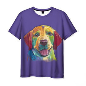 Мужская футболка 3D с принтом Лабрадор в Тюмени, 100% полиэфир | прямой крой, круглый вырез горловины, длина до линии бедер | Тематика изображения на принте: друг | животное | зверь | лабрадор | ретривер | собака | щенок