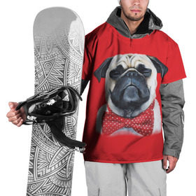 Накидка на куртку 3D с принтом Довольный мопс в Тюмени, 100% полиэстер |  | Тематика изображения на принте: бабочка | друг | животное | зверь | мопс | собака | щенок