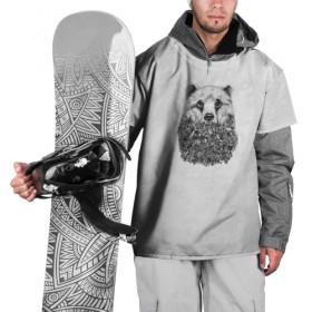 Накидка на куртку 3D с принтом Лесной Медведь в Тюмени, 100% полиэстер |  | грибы | деревья | лес | лето | листья | мишка | осень | серый | хвоя | цветы | шишки | ягоды