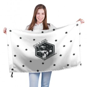 Флаг 3D с принтом Space travel в Тюмени, 100% полиэстер | плотность ткани — 95 г/м2, размер — 67 х 109 см. Принт наносится с одной стороны | белый | звезды | космос | скафандр | черный