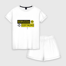 Женская пижама с шортиками хлопок с принтом Borussia Dortmund - New Design 2018 в Тюмени, 100% хлопок | футболка прямого кроя, шорты свободные с широкой мягкой резинкой | боруссия дортмунд