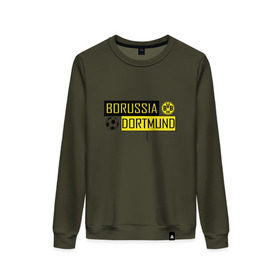 Женский свитшот хлопок с принтом Borussia Dortmund - New Design 2018 в Тюмени, 100% хлопок | прямой крой, круглый вырез, на манжетах и по низу широкая трикотажная резинка  | боруссия дортмунд