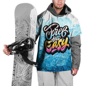 Накидка на куртку 3D с принтом Free and Easy в Тюмени, 100% полиэстер |  | beach | miami | граффити | желтый | закат | краски | лед | майами | надписи | панама | пляж | розовый | солнце | фламинго | яркие