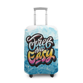 Чехол для чемодана 3D с принтом Free and Easy в Тюмени, 86% полиэфир, 14% спандекс | двустороннее нанесение принта, прорези для ручек и колес | beach | miami | граффити | желтый | закат | краски | лед | майами | надписи | панама | пляж | розовый | солнце | фламинго | яркие