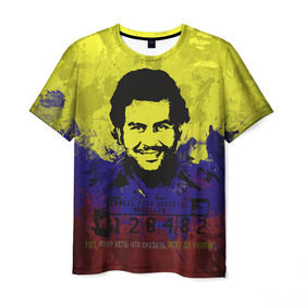 Мужская футболка 3D с принтом Пабло Эскобар в Тюмени, 100% полиэфир | прямой крой, круглый вырез горловины, длина до линии бедер | Тематика изображения на принте: колумбия | пабло | эскобар