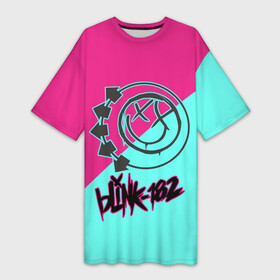 Платье-футболка 3D с принтом Blink 182 в Тюмени,  |  | blink | альтернативный рок | блинк | группа | марк хоппус | музыка | мэтт скиба | надпись | панк | панк рок | песни | поп панк | рок | скейт панк | смайл | смайлик | трэвис баркер